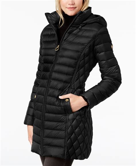 women's hooded puffer coat michael kors|Michael Kors packable down fill.